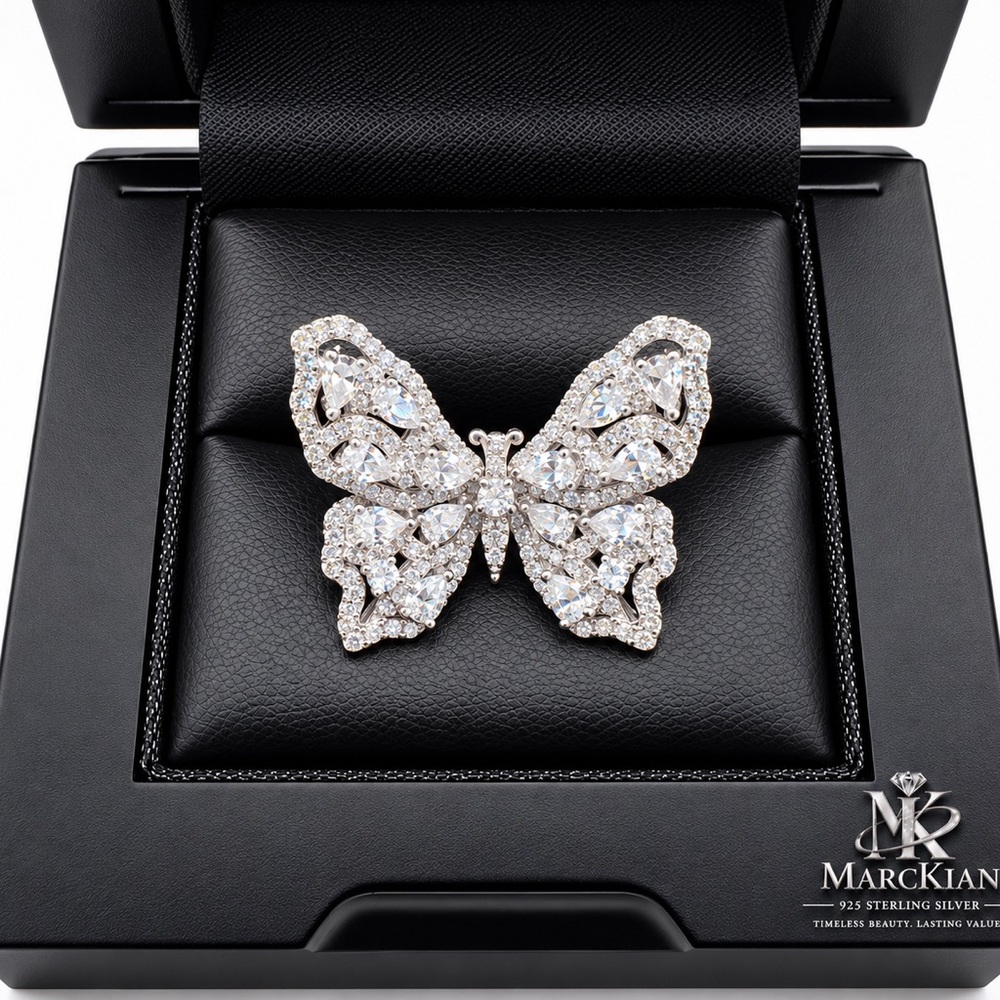 925 Sterling Silver 1.46CTW MOISSANITE Butterfly Ring Size 9